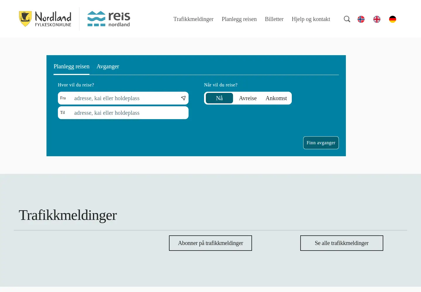 Screenshot of reisnordland.no