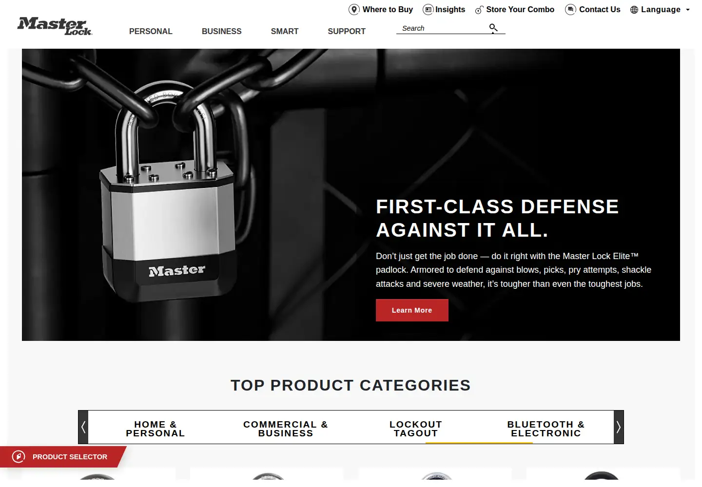 Screenshot of masterlock.com