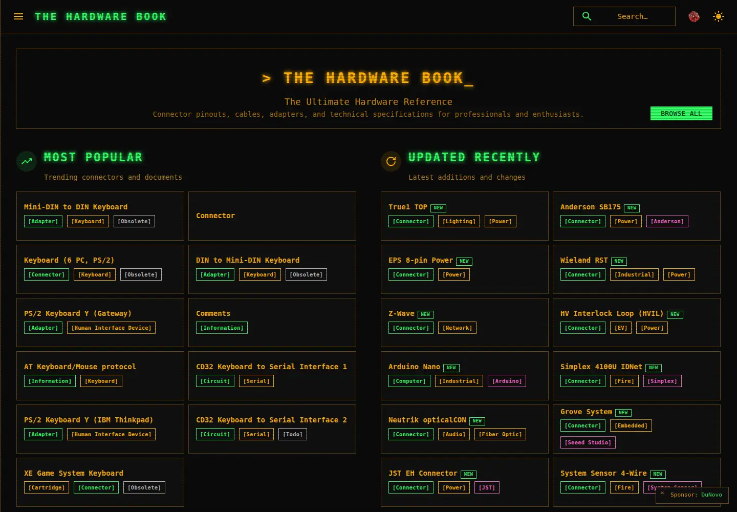 Captured homepage of hardwarebook.info in the current scan