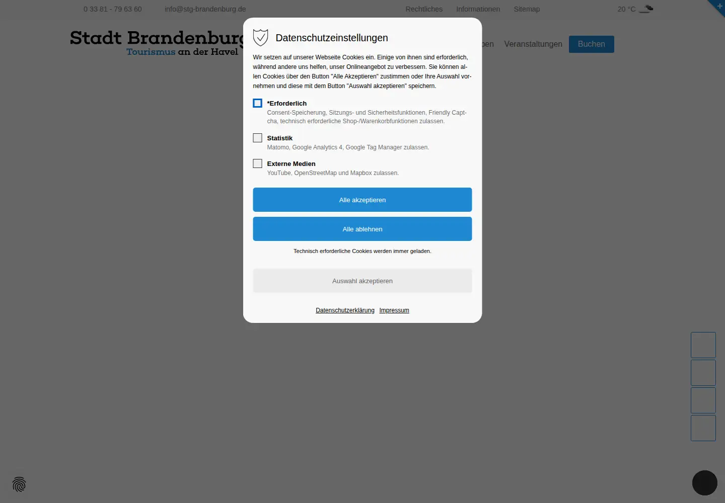 Screenshot of erlebnis-brandenburg.de