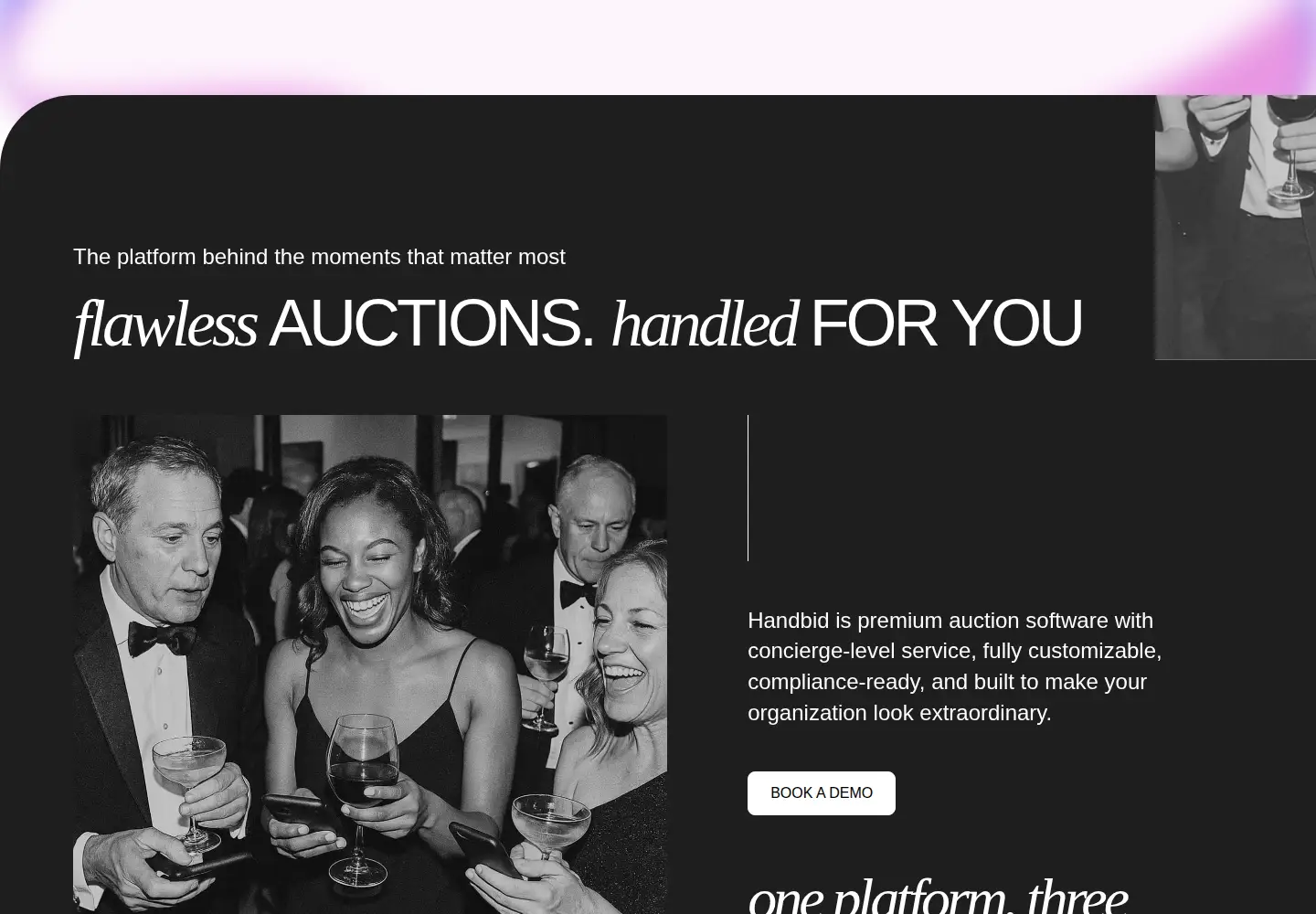 Captured homepage of handbid.com in the current scan