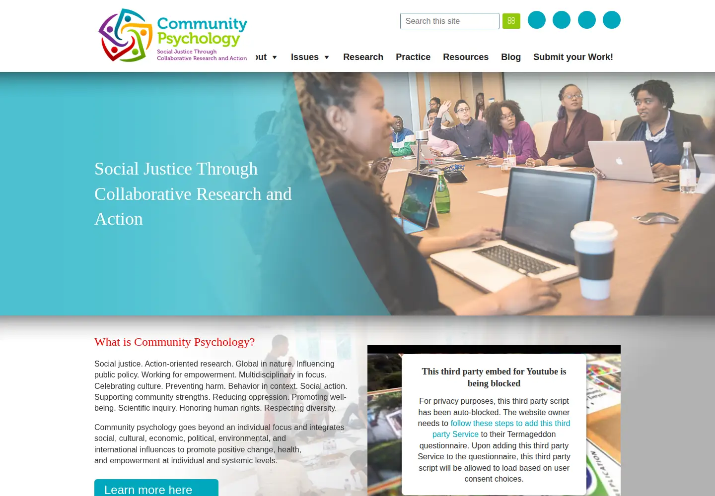 Screenshot of communitypsychology.com
