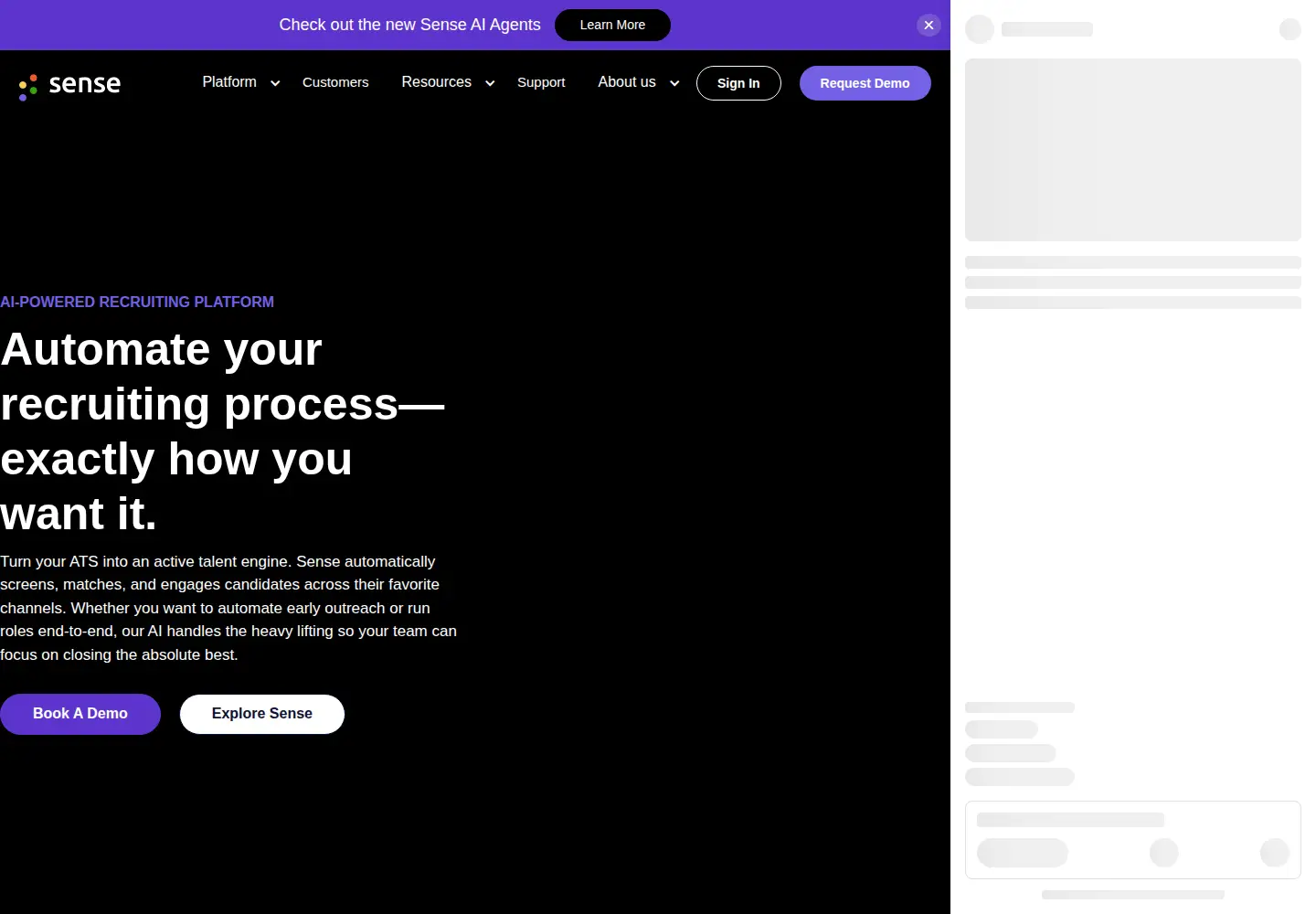 Captured homepage of sensehq.com in the current scan