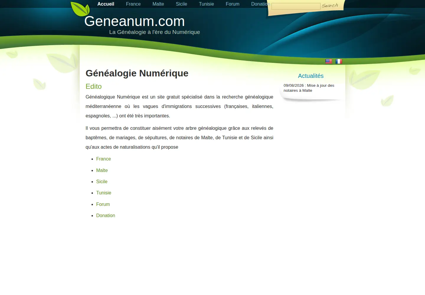 Screenshot of geneanum.com