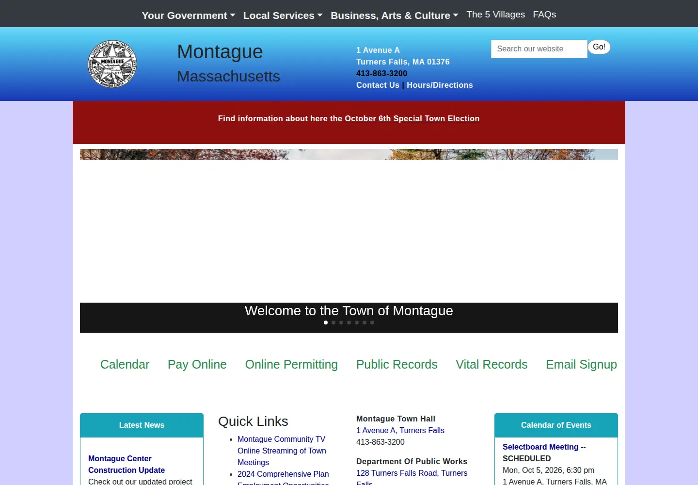 Screenshot of montague-ma.gov