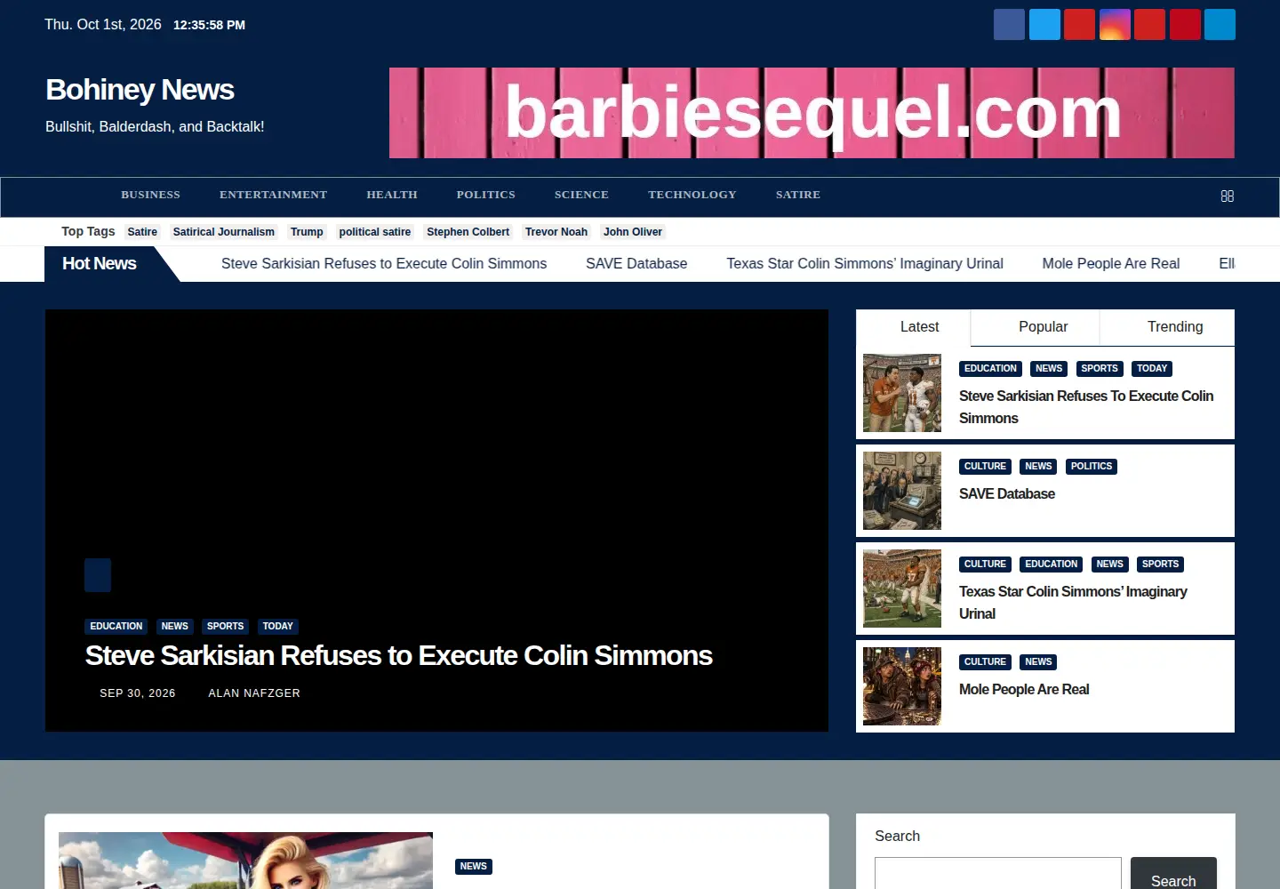 Screenshot of bohiney.com