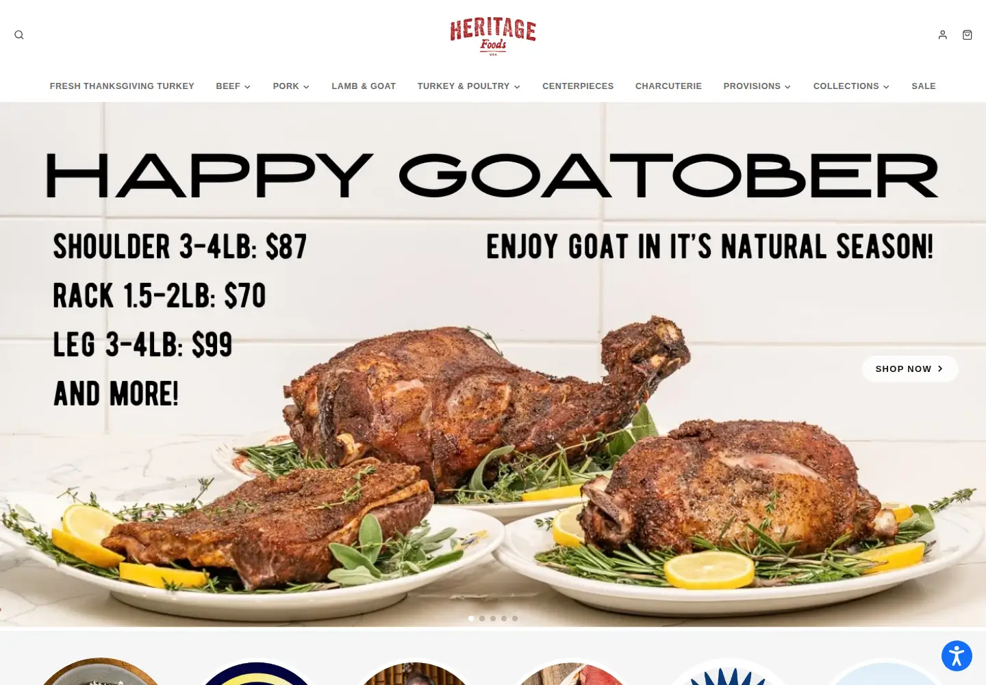 Captured homepage of heritagefoods.com in the current scan