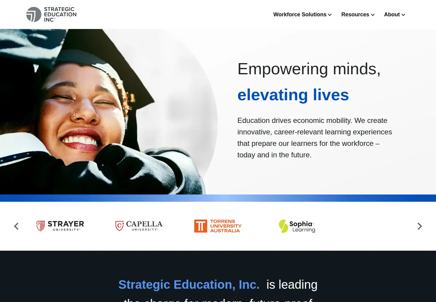 Captured homepage of strategiceducation.com in the current scan