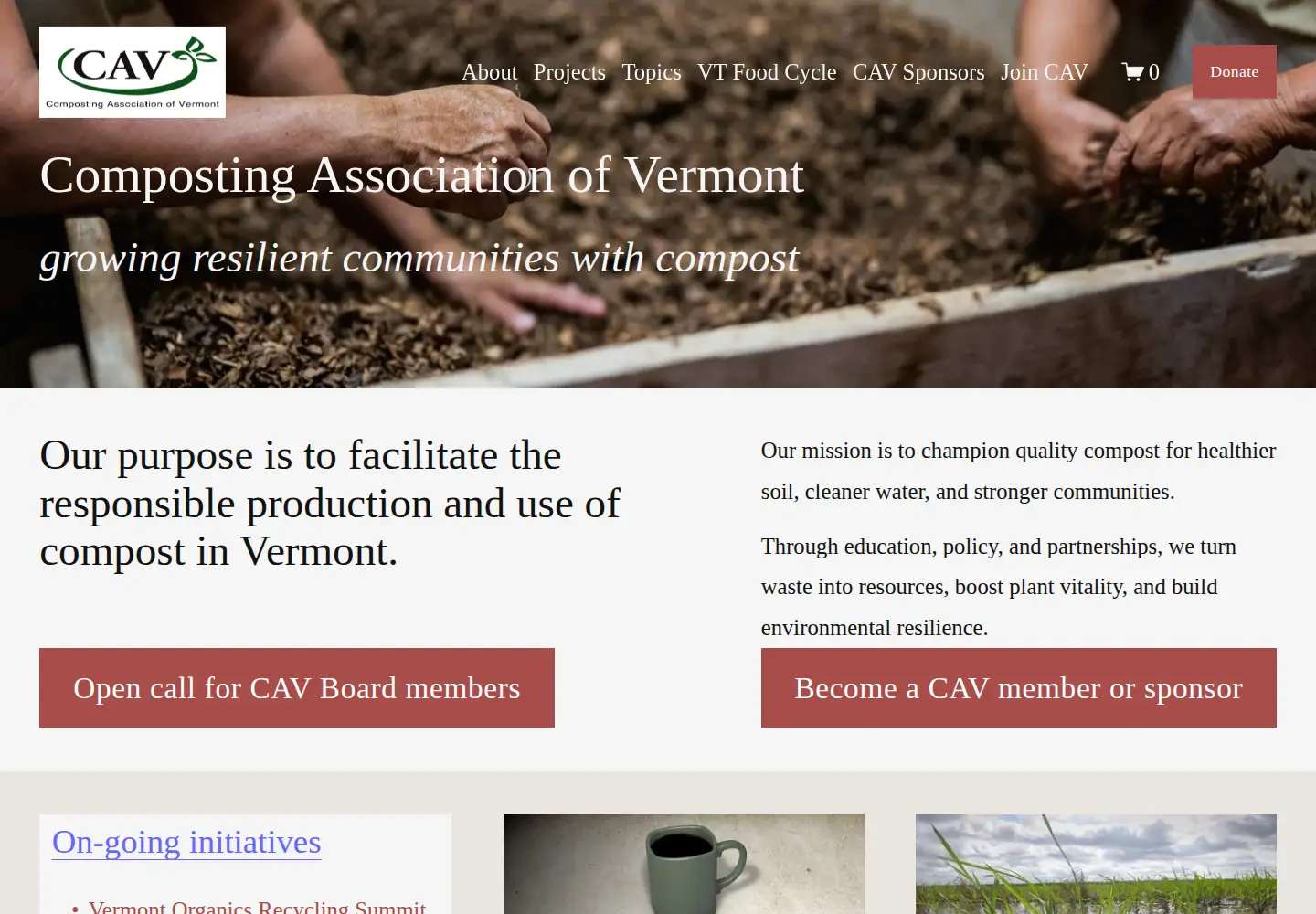 Captured homepage of compostingvermont.org in the current scan