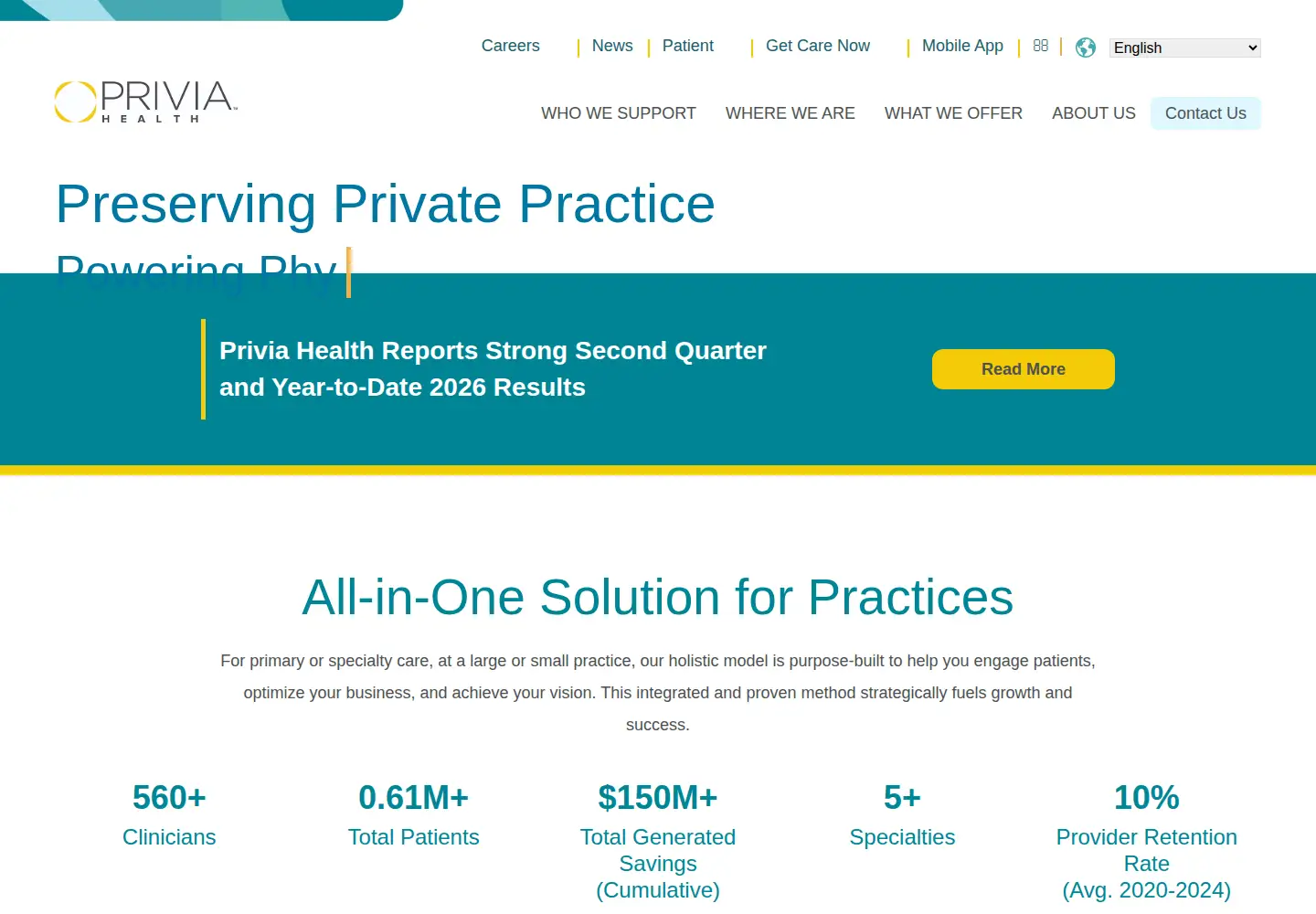 Screenshot of priviahealth.com