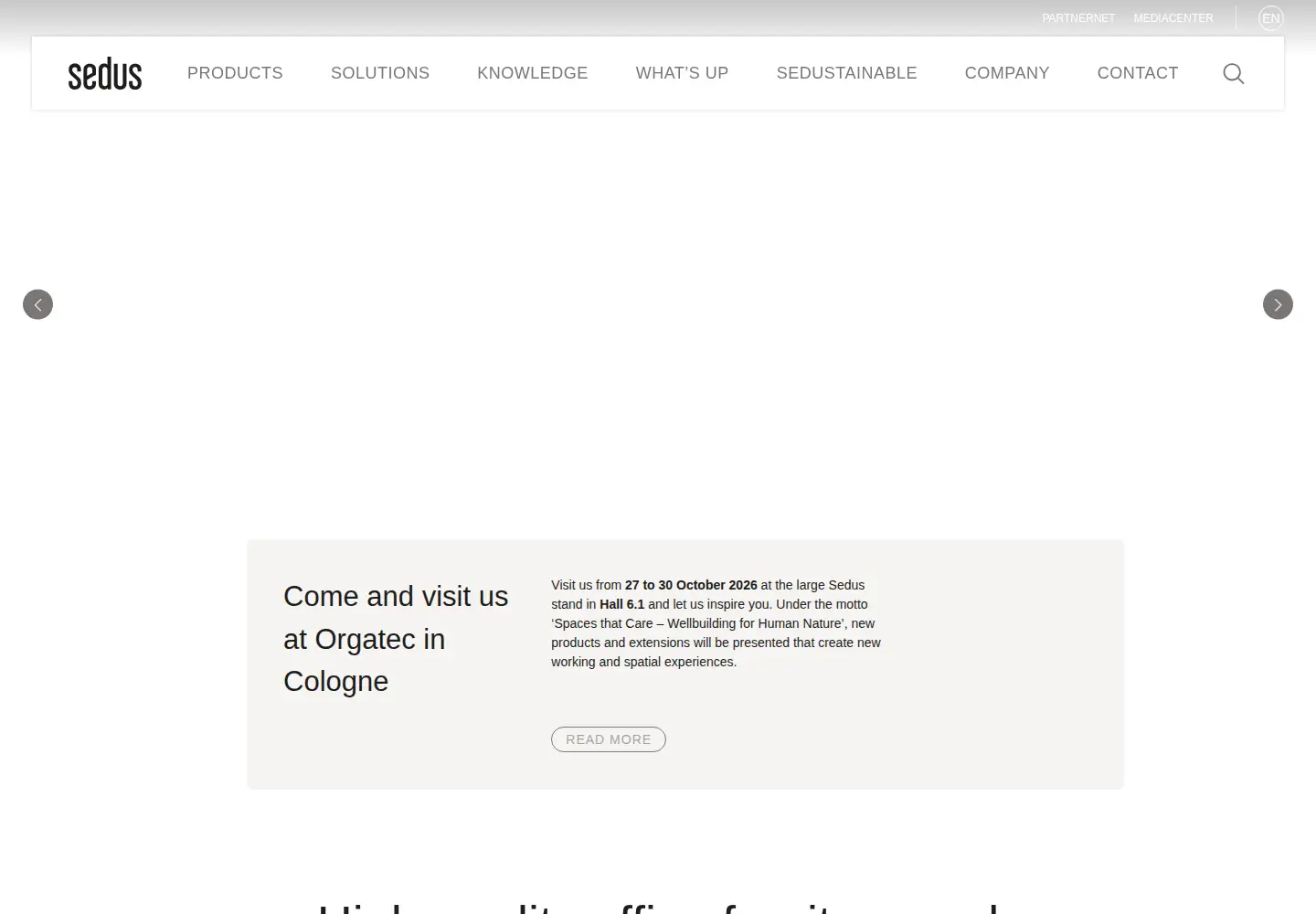 Captured homepage of sedus.com in the current scan