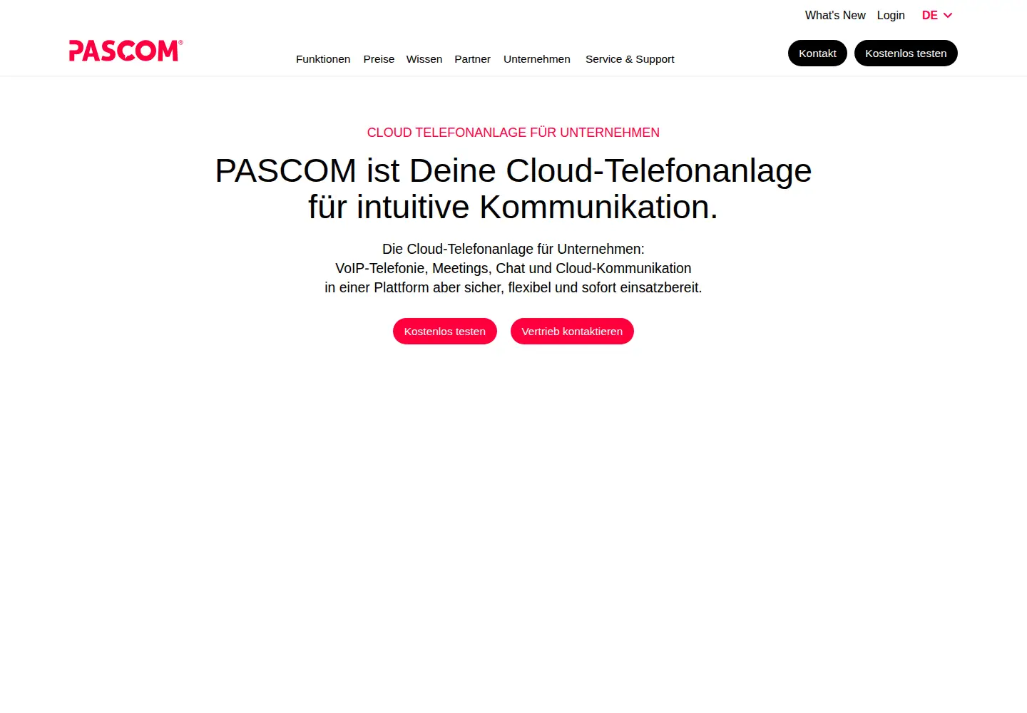 Captured homepage of pascom.net in the current scan