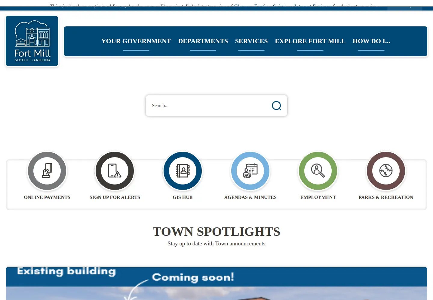 Screenshot of fortmillsc.gov