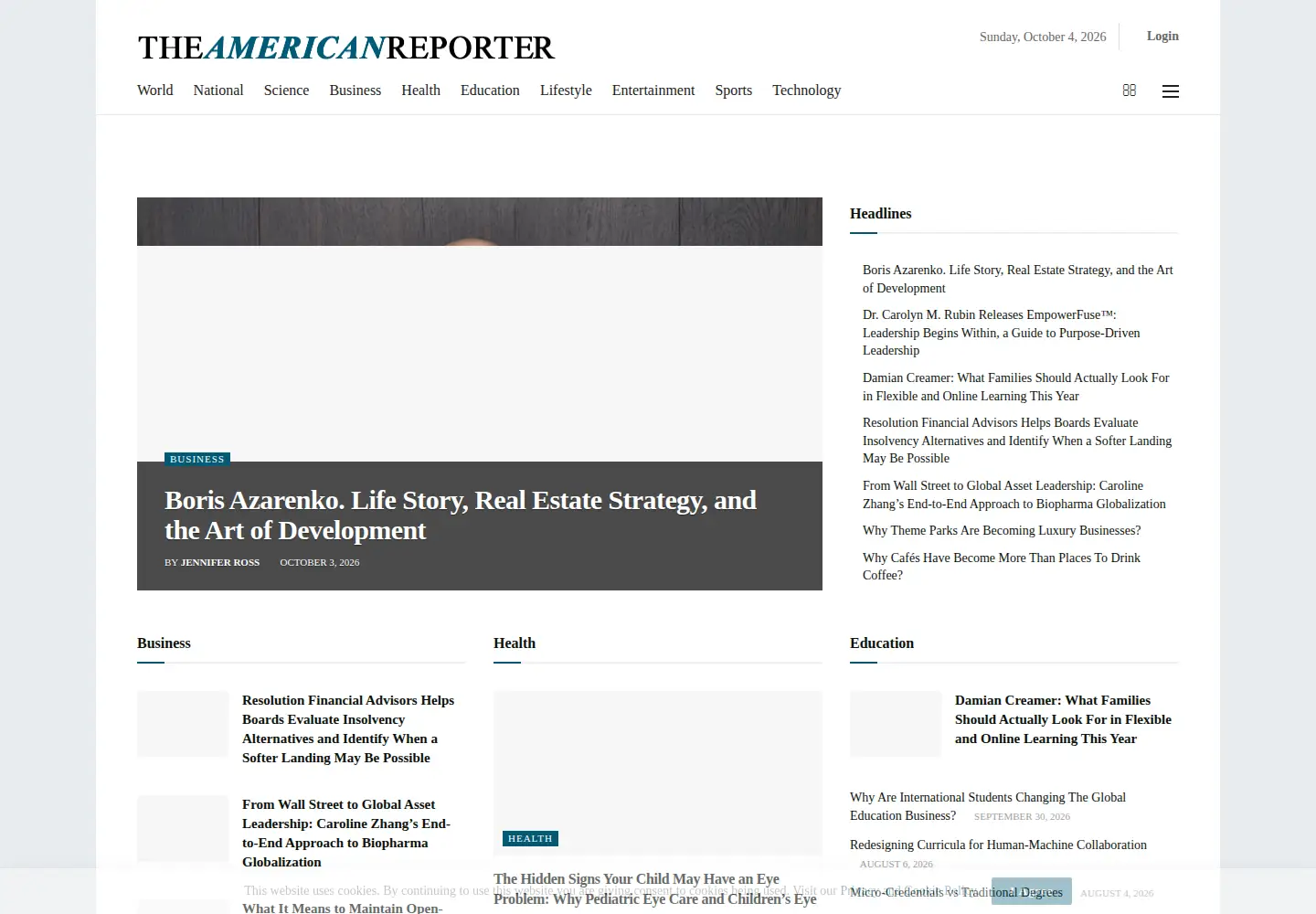Screenshot of theamericanreporter.com