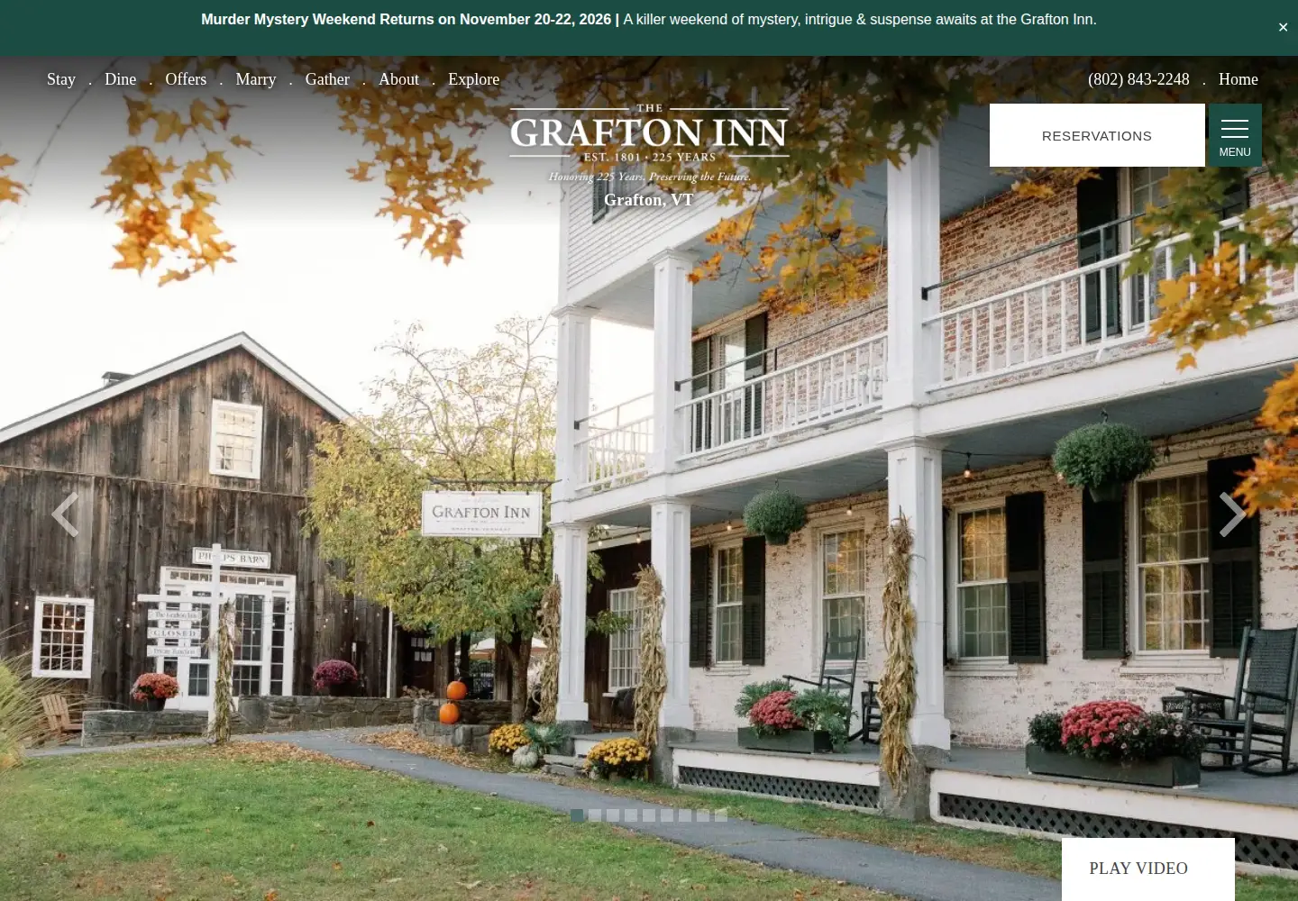 Captured homepage of graftoninnvermont.com in the current scan