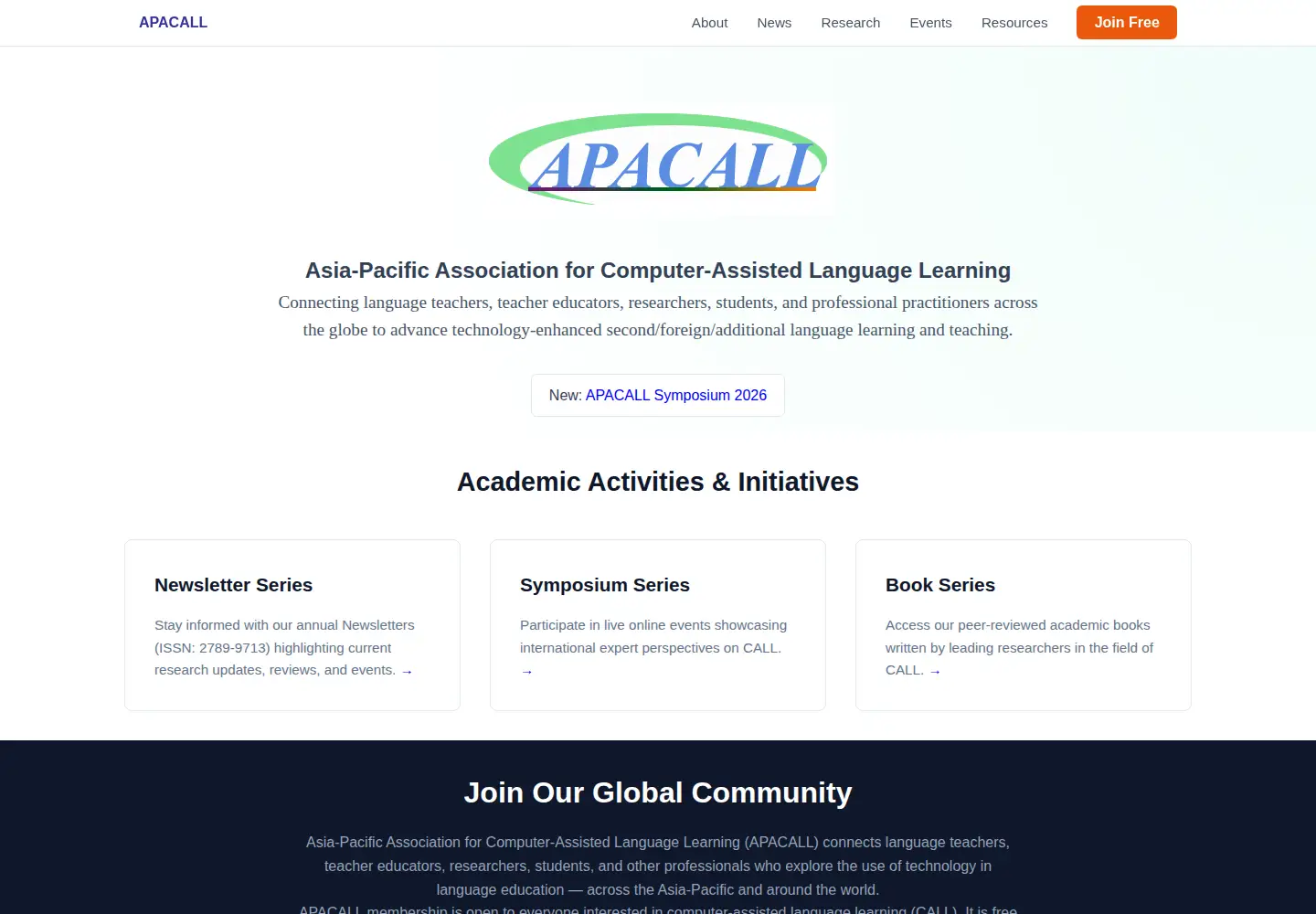 Captured homepage of apacall.org in the current scan