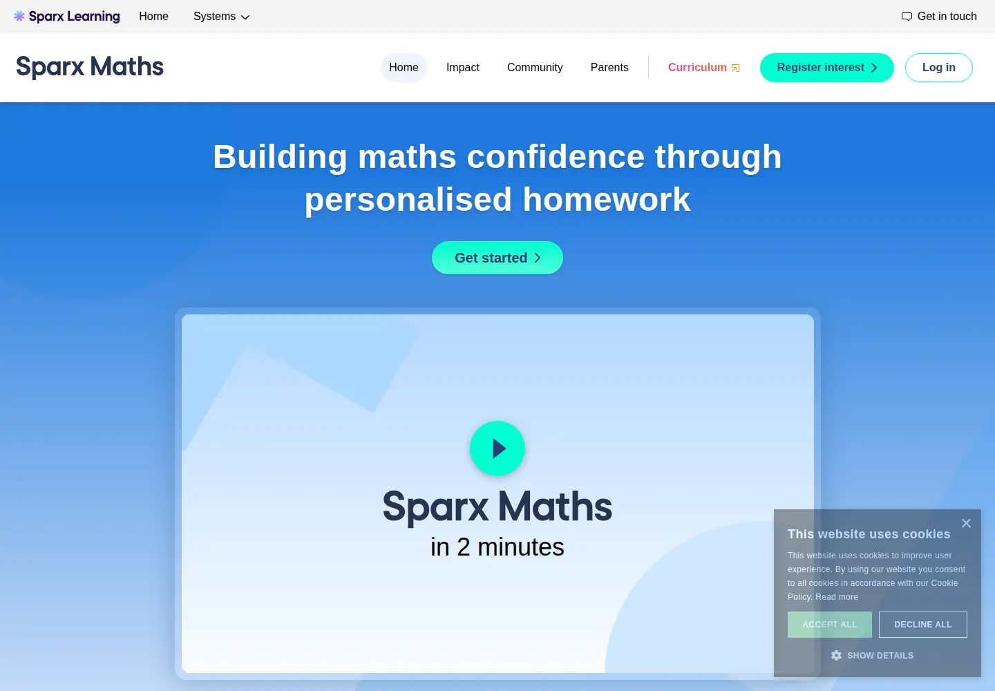 Screenshot of sparxmaths.com