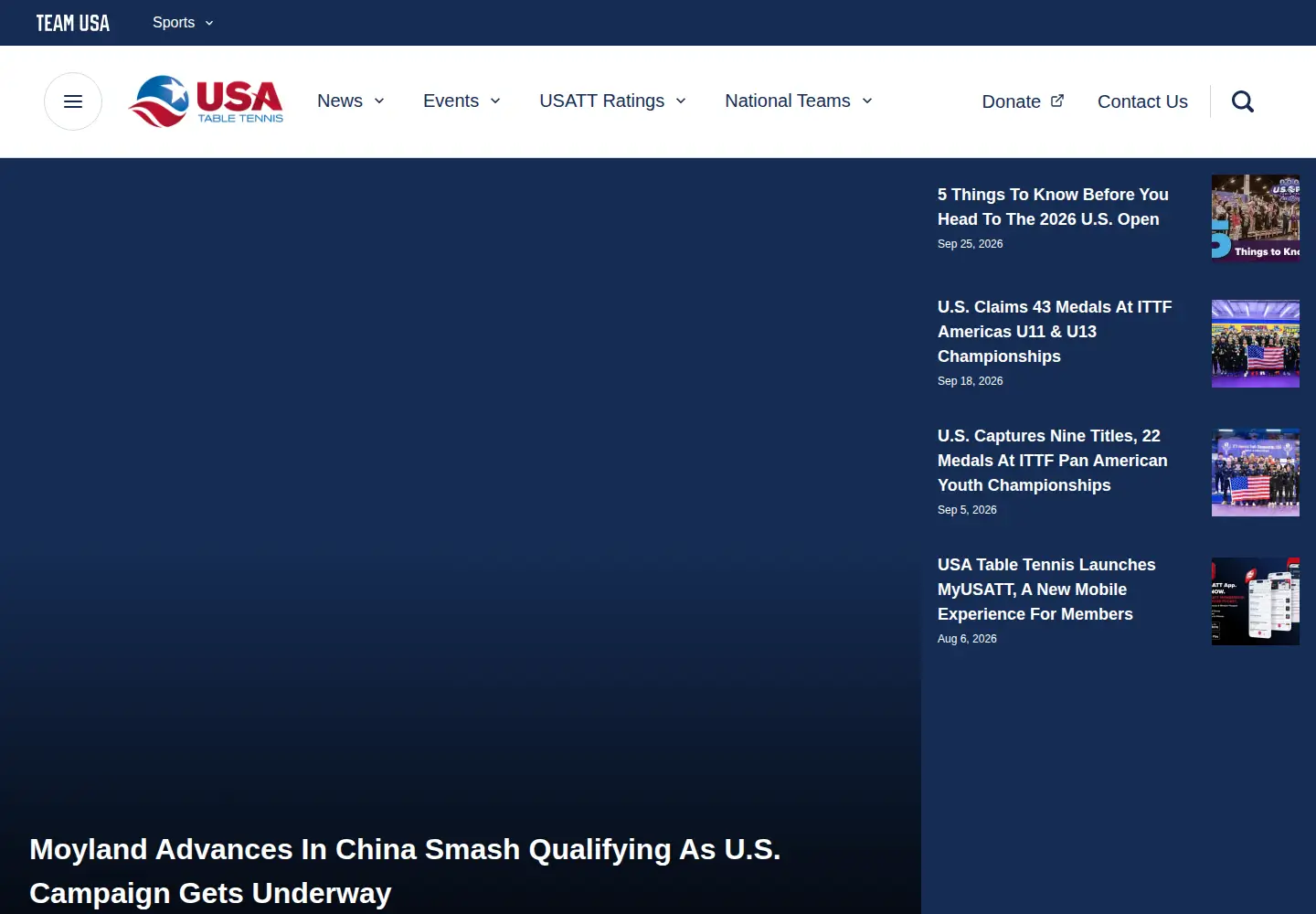 Screenshot of usatt.org