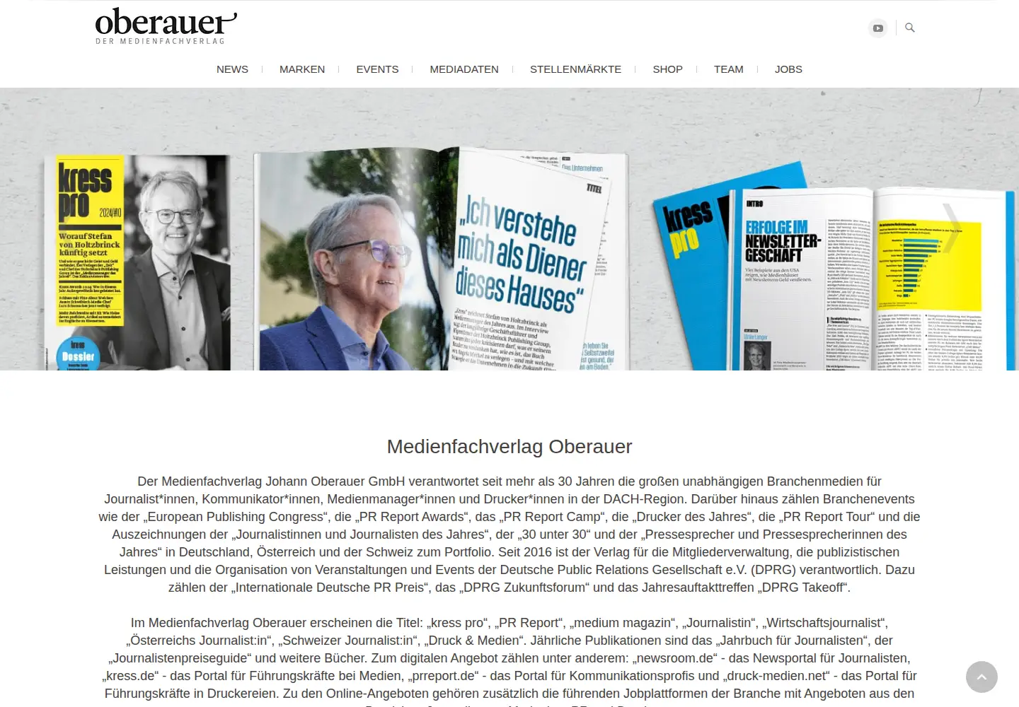 Captured homepage of oberauer.com in the current scan