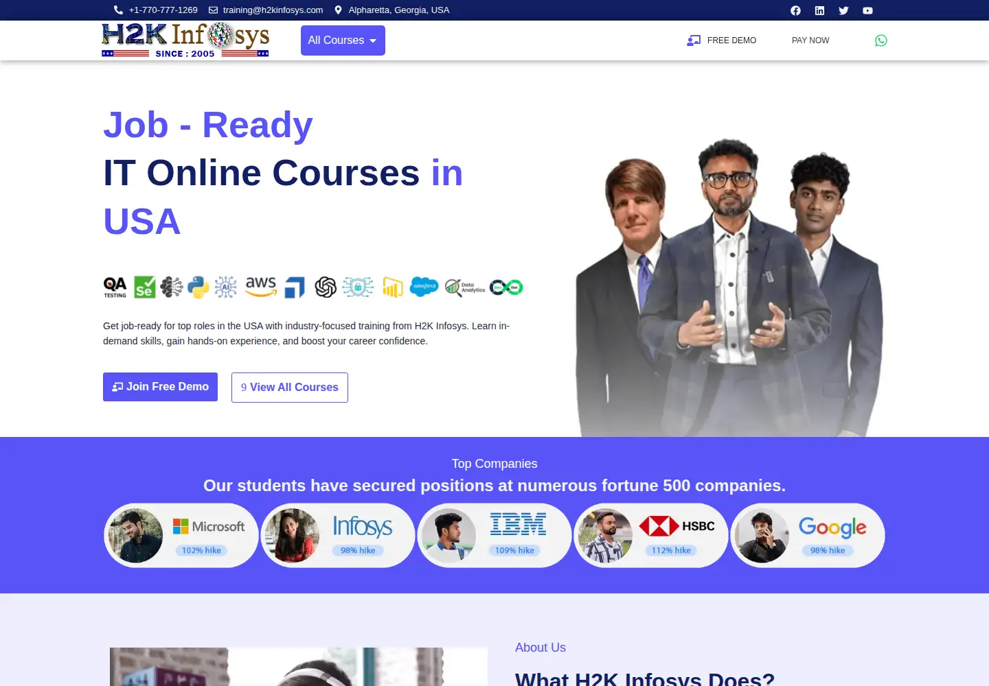 Screenshot of h2kinfosys.com