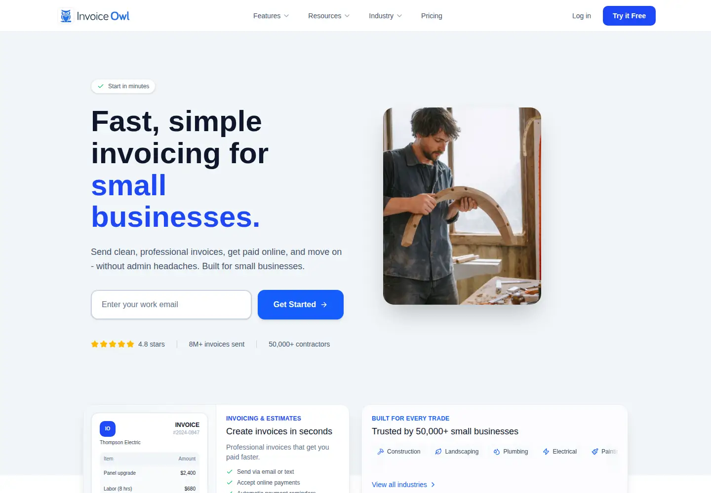 Screenshot of invoiceowl.com
