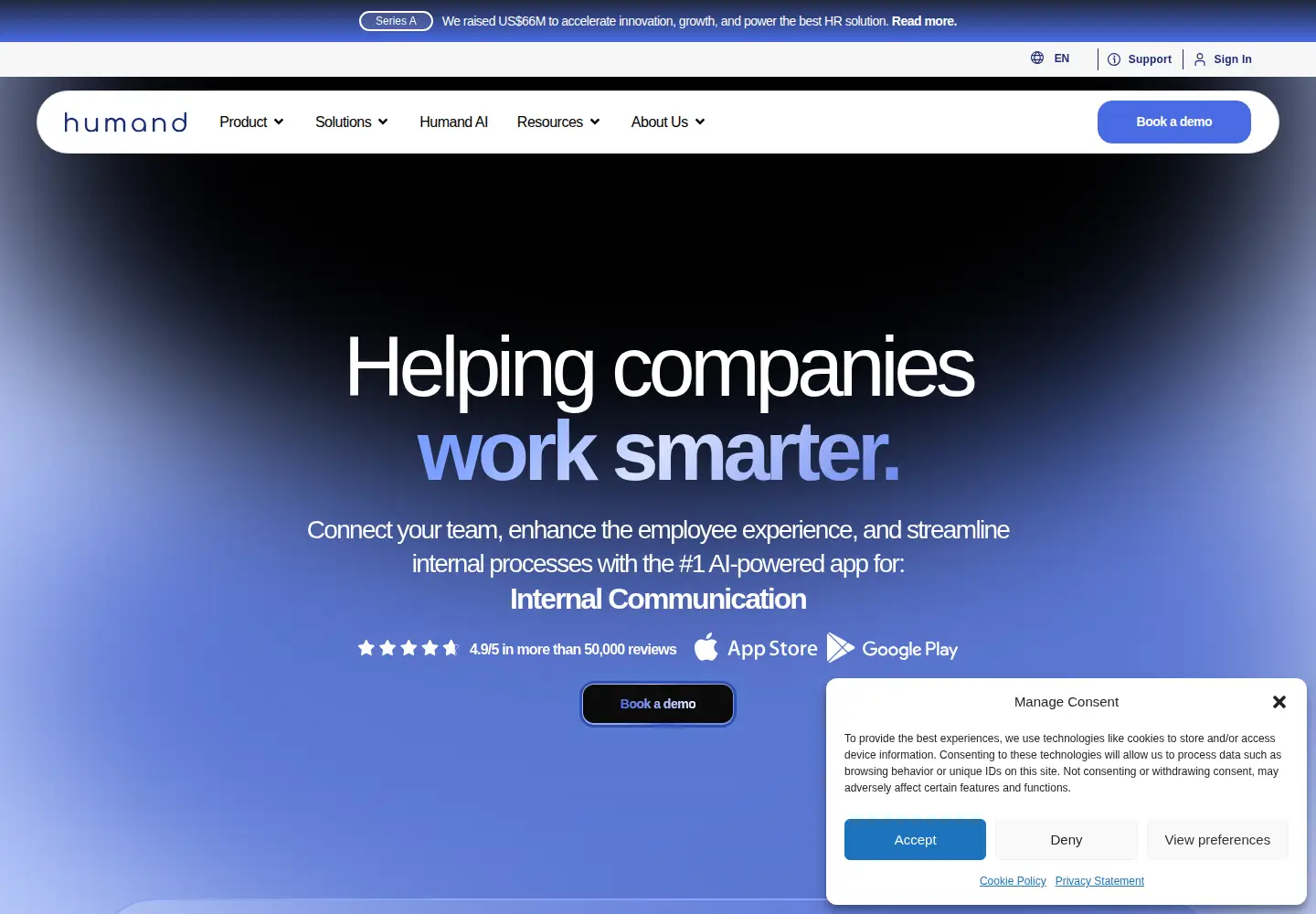 Captured homepage of humand.co in the current scan