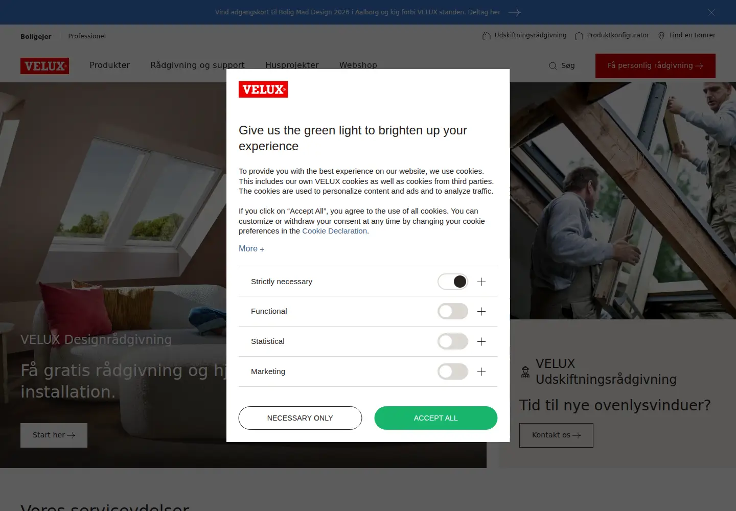 Screenshot of velux.dk