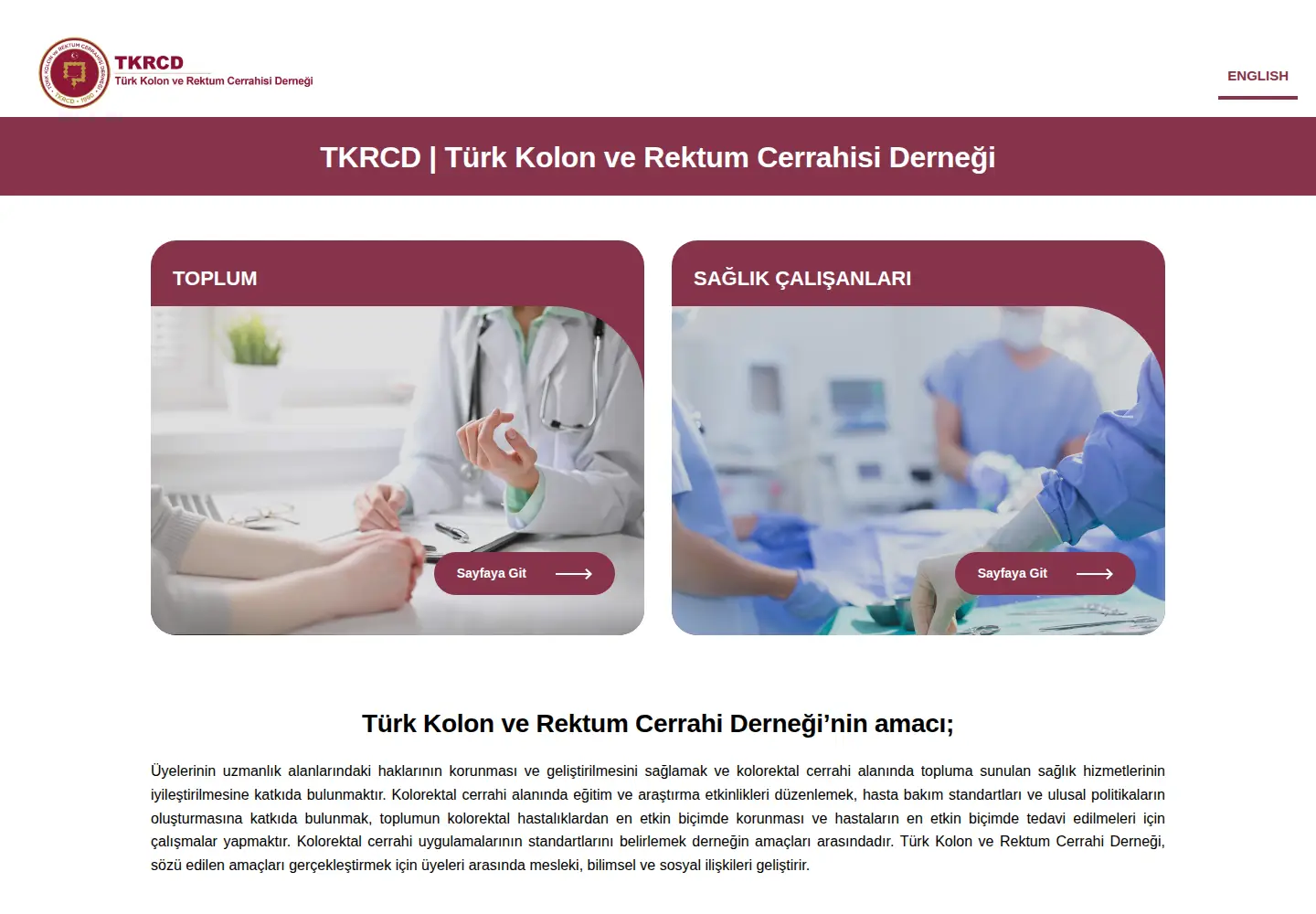 Captured homepage of tkrcd.org.tr in the current scan