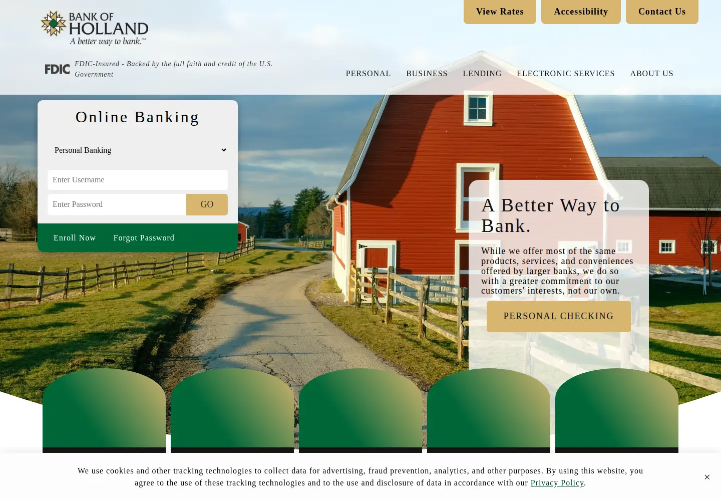 Captured homepage of bankofhollandny.com in the current scan