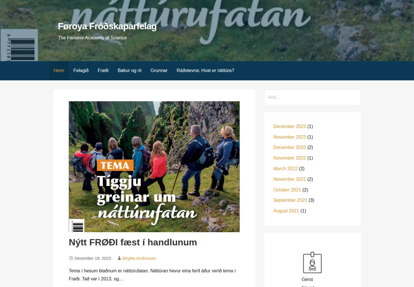 Screenshot of frodskaparfelag.fo