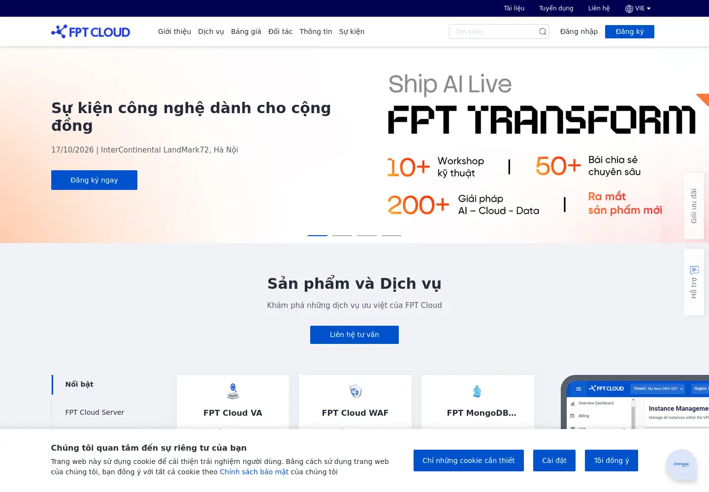 Screenshot of fptcloud.com