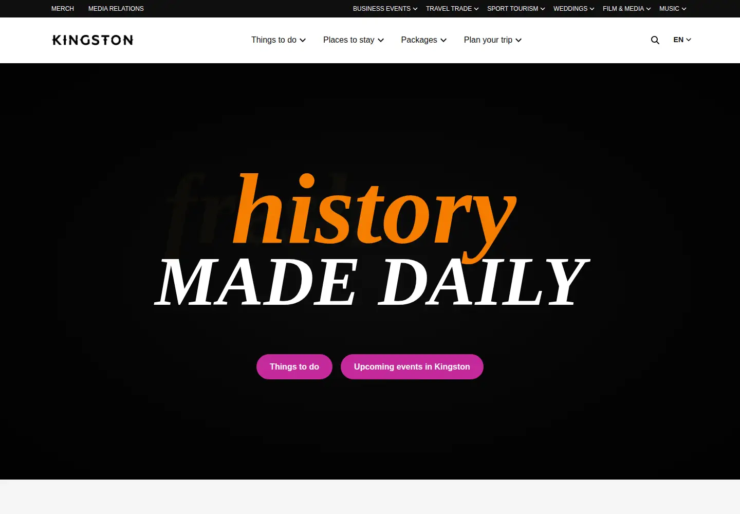 Screenshot of visitkingston.ca