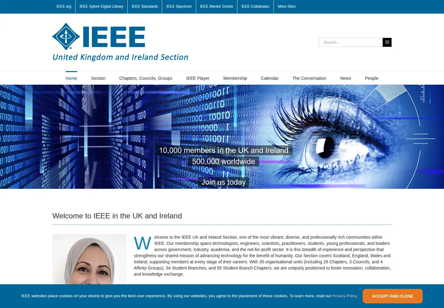 Captured homepage of ieee-ukandireland.org in the current scan