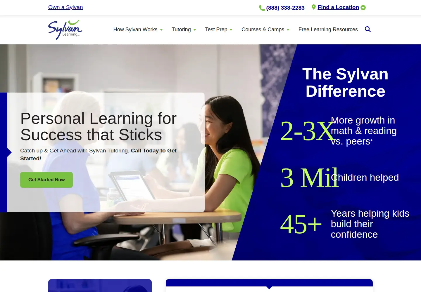 Screenshot of sylvanlearning.com