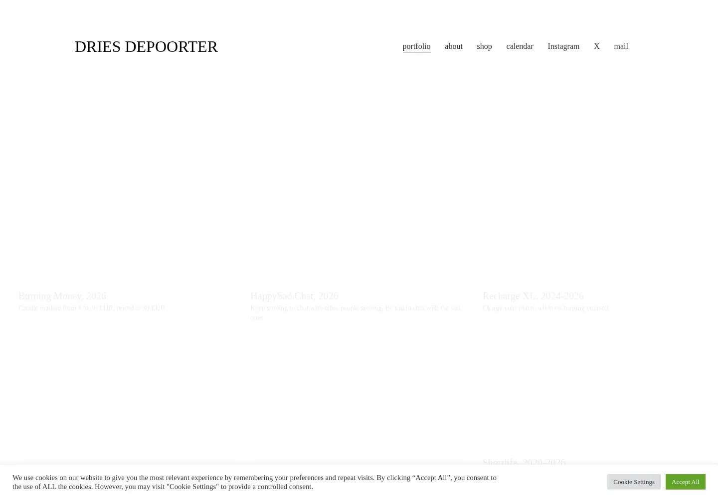Captured homepage of driesdepoorter.be in the current scan