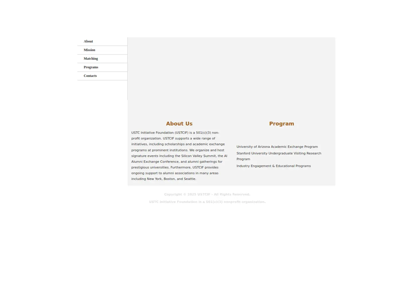 Captured homepage of ustcif.org in the current scan
