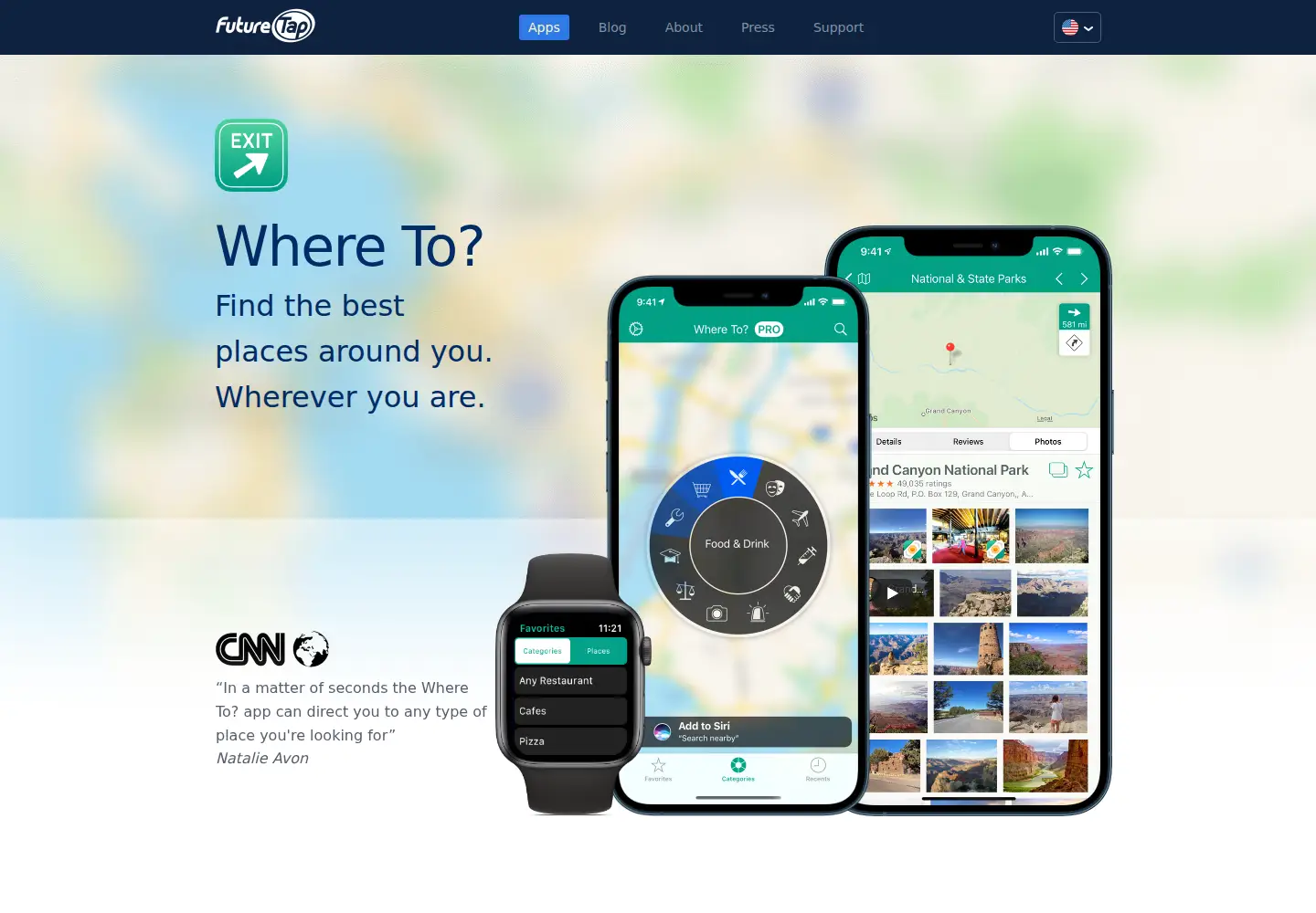 Captured homepage of wheretoapp.com in the current scan