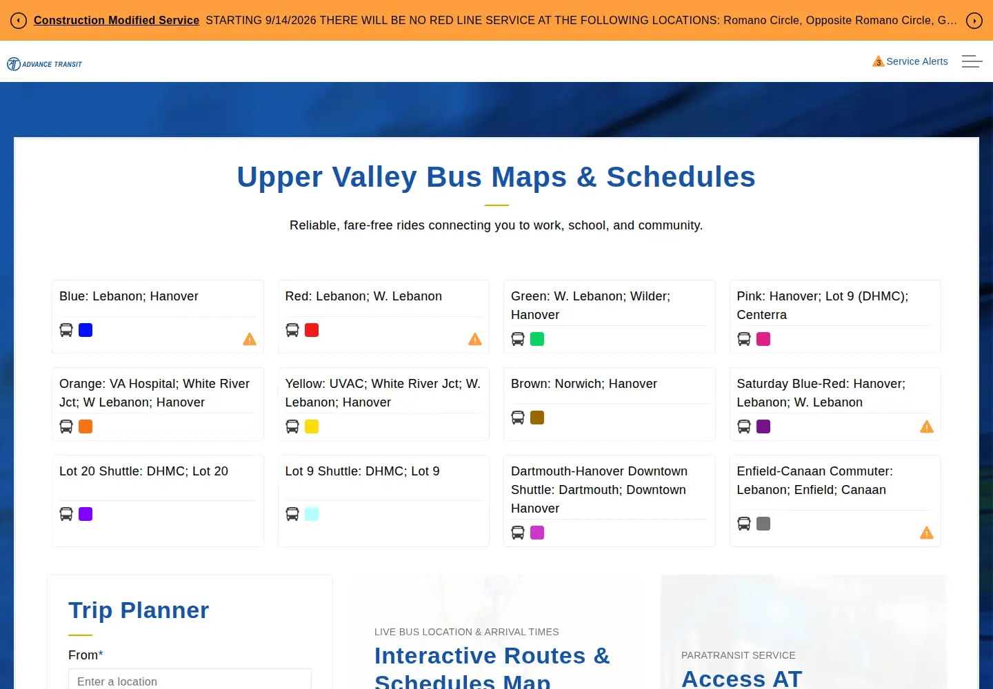 Captured homepage of advancetransit.com in the current scan