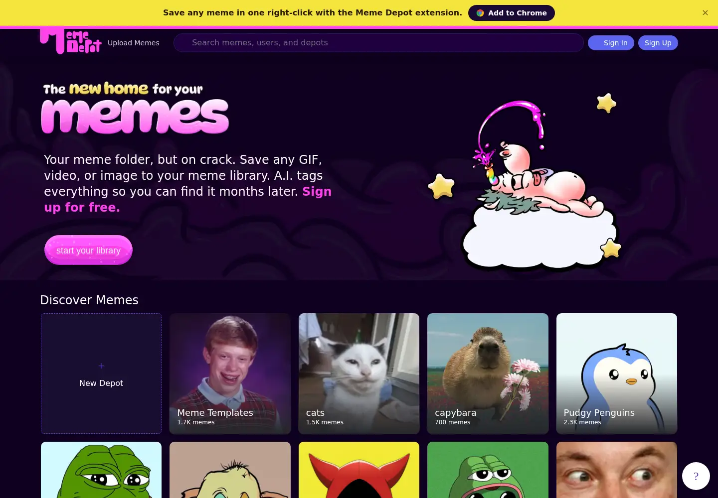 Screenshot of memedepot.com