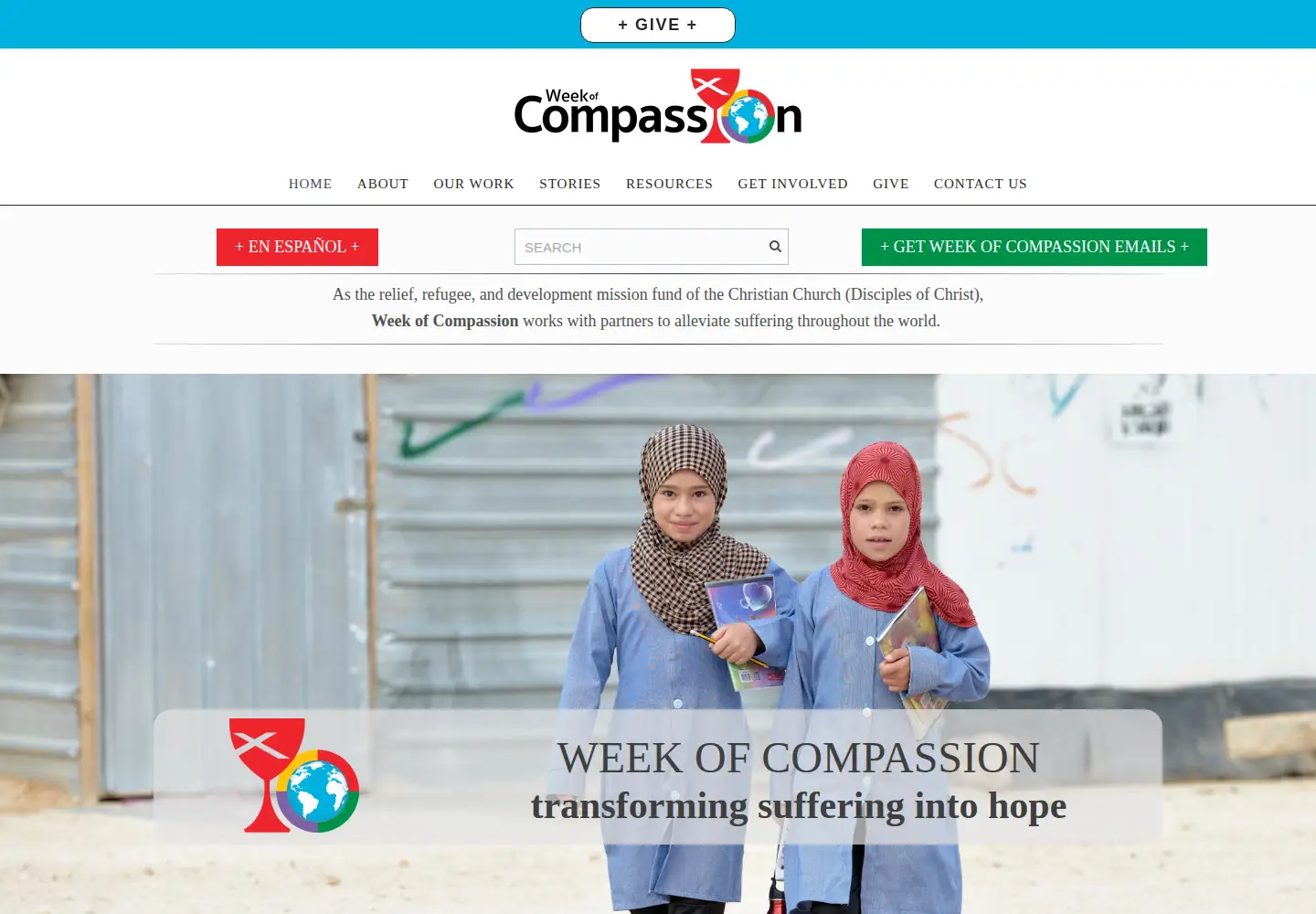 Captured homepage of weekofcompassion.org in the current scan