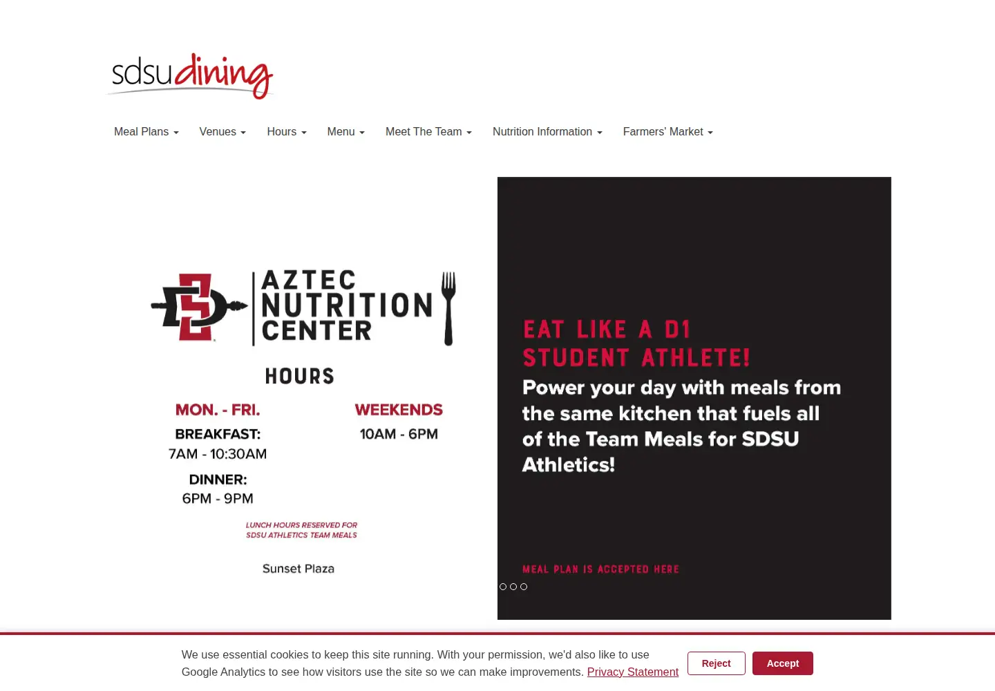 Captured homepage of eatatsdsu.com in the current scan