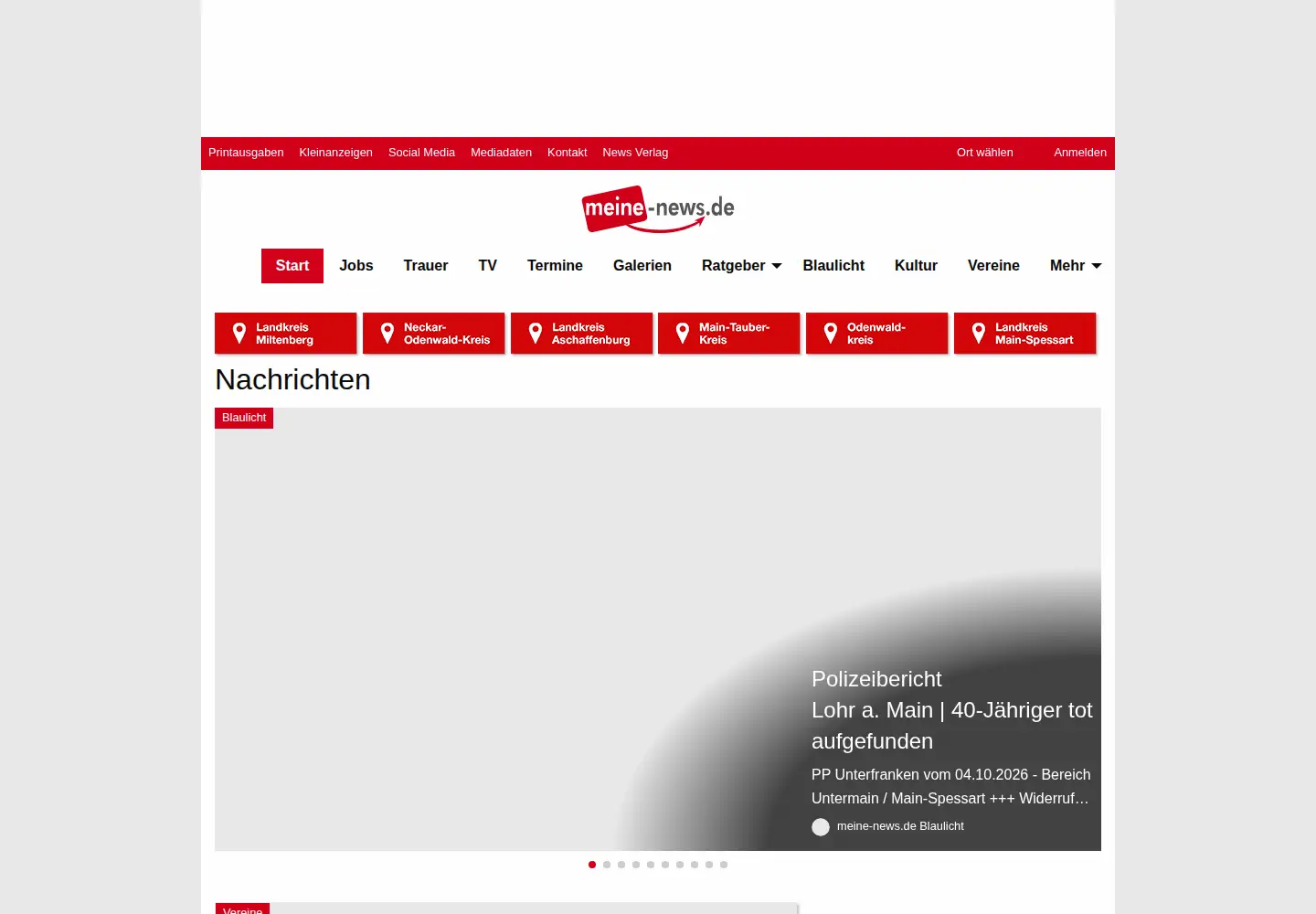 Captured homepage of meine-news.de in the current scan
