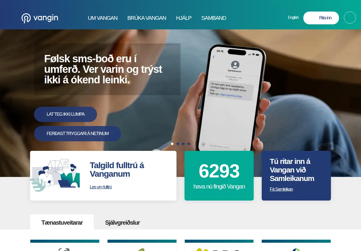 Screenshot of vangin.fo