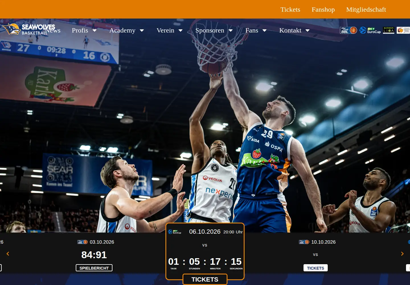 Captured homepage of seawolves.de in the current scan