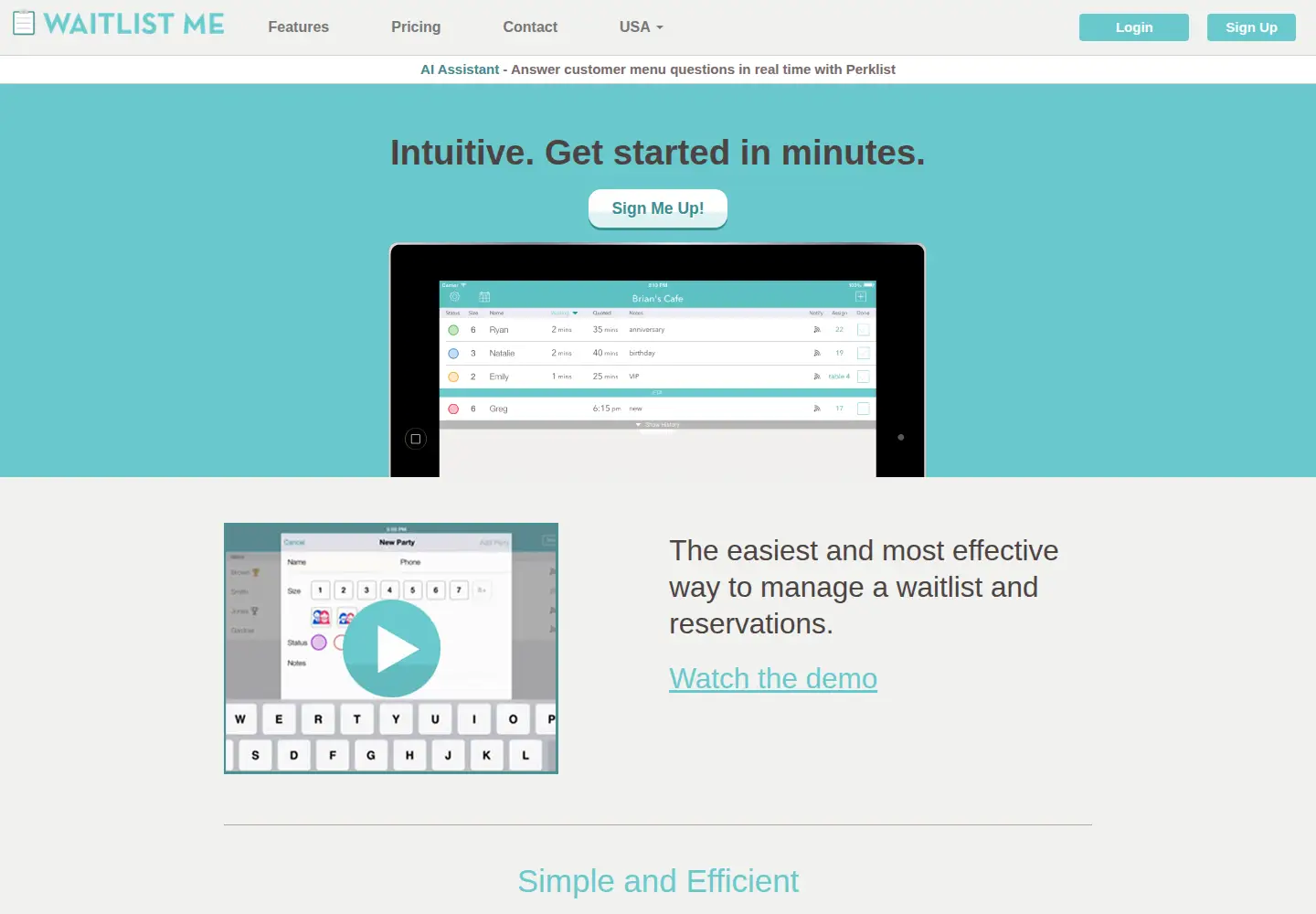 Screenshot of waitlist.me