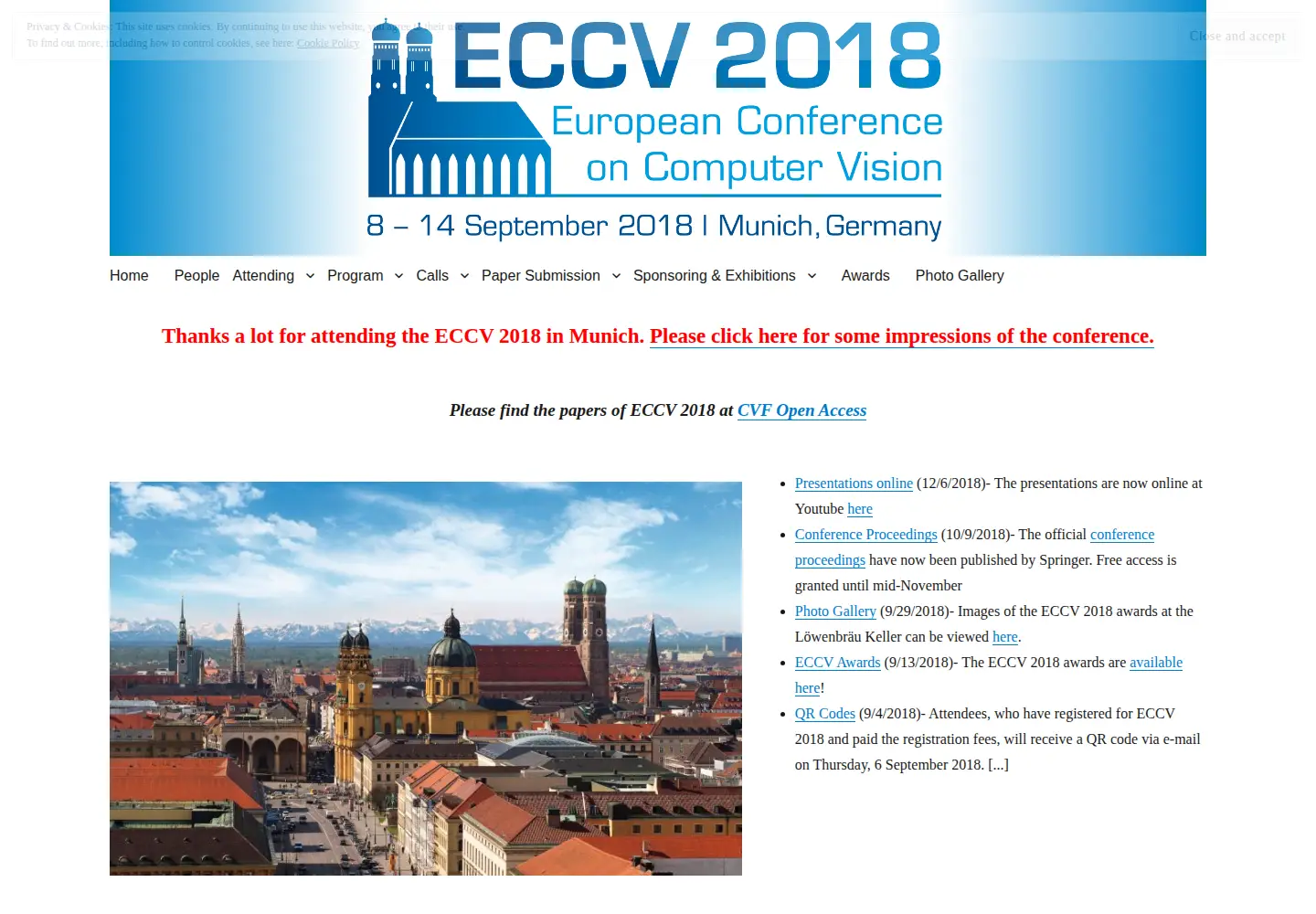 Screenshot of eccv2018.org