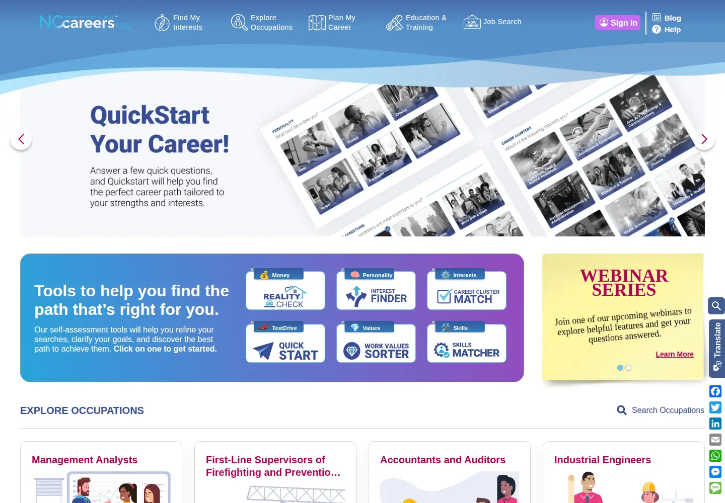Screenshot of nccareers.org
