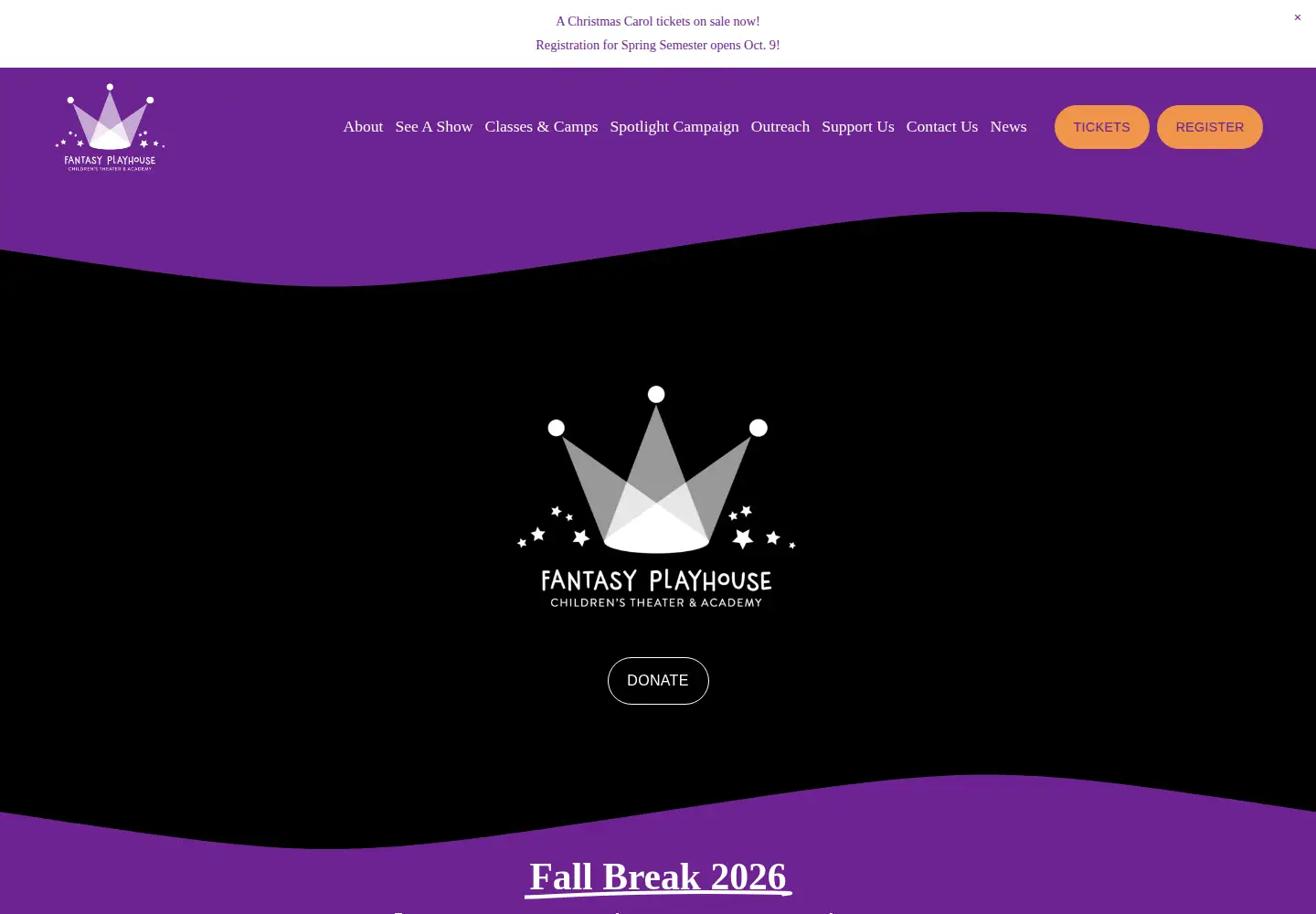 Captured homepage of fantasyplayhouse.org in the current scan