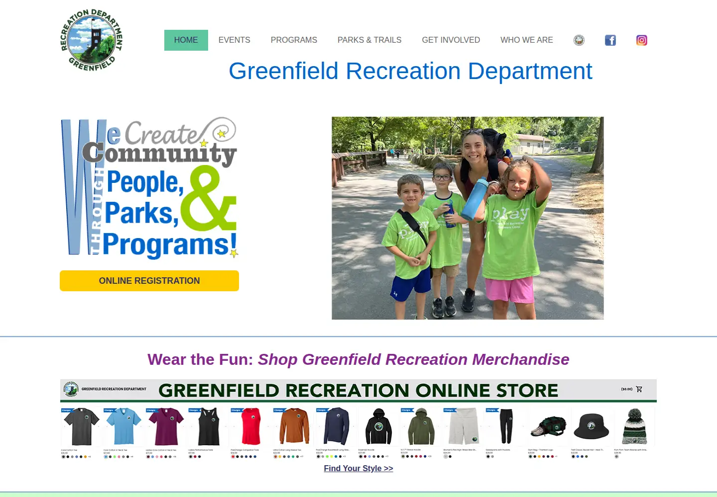 Captured homepage of greenfieldrecreation.com in the current scan