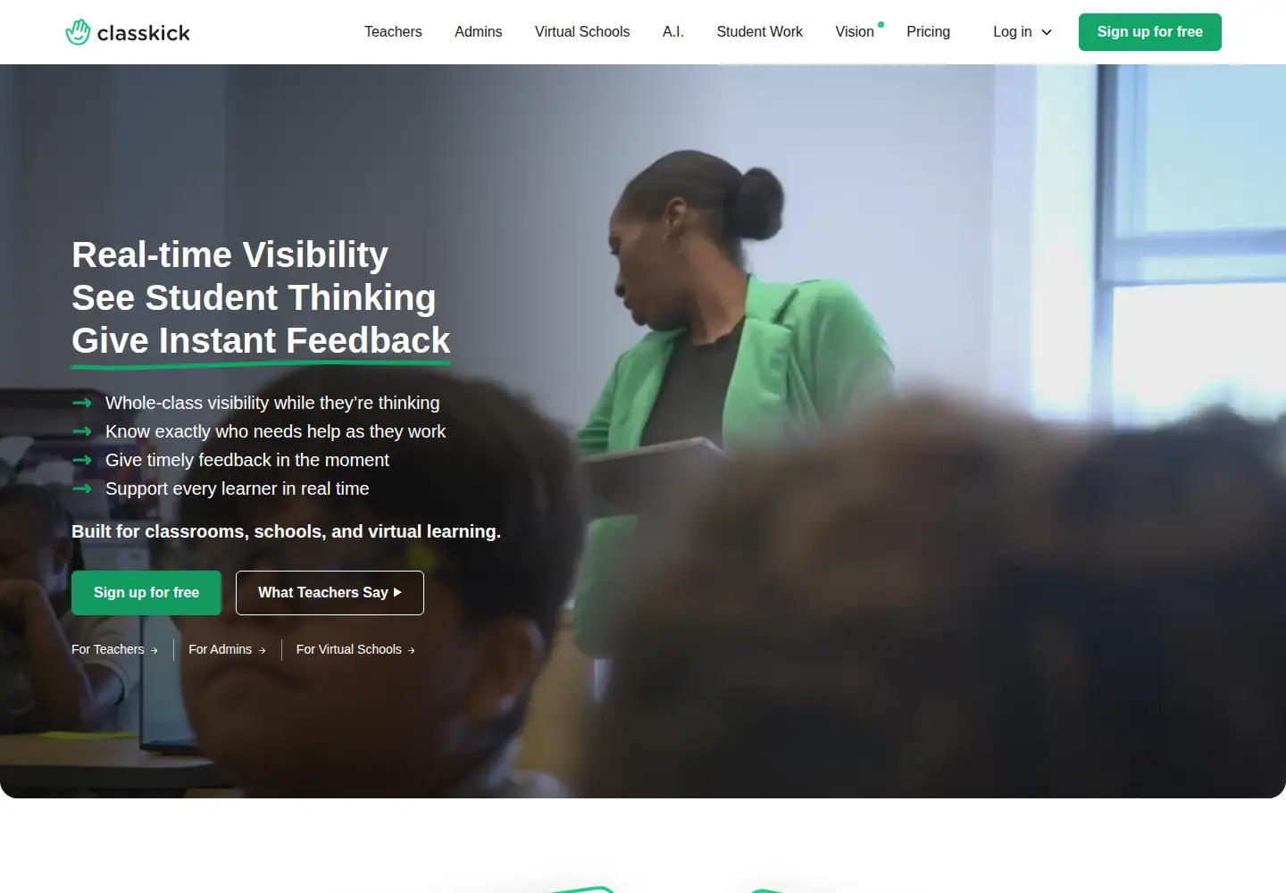 Captured homepage of classkick.com in the current scan